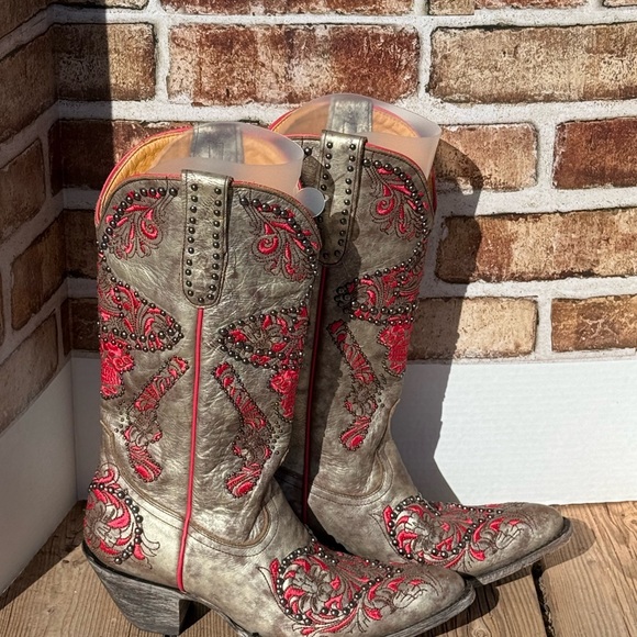 Old Gringo Metallic and Red Heeled Boots - Picture 8 of 13